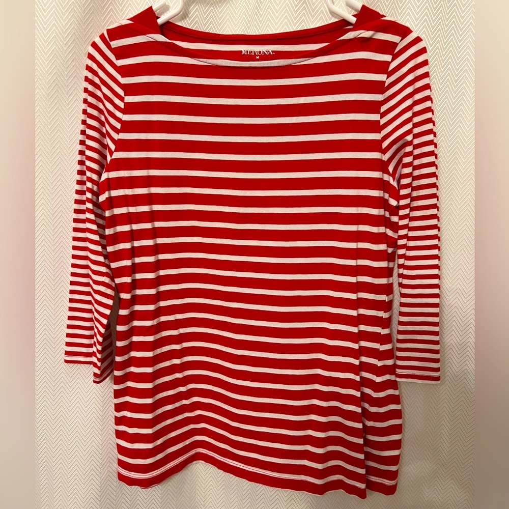Merona Red and White Stripped Shirt M
